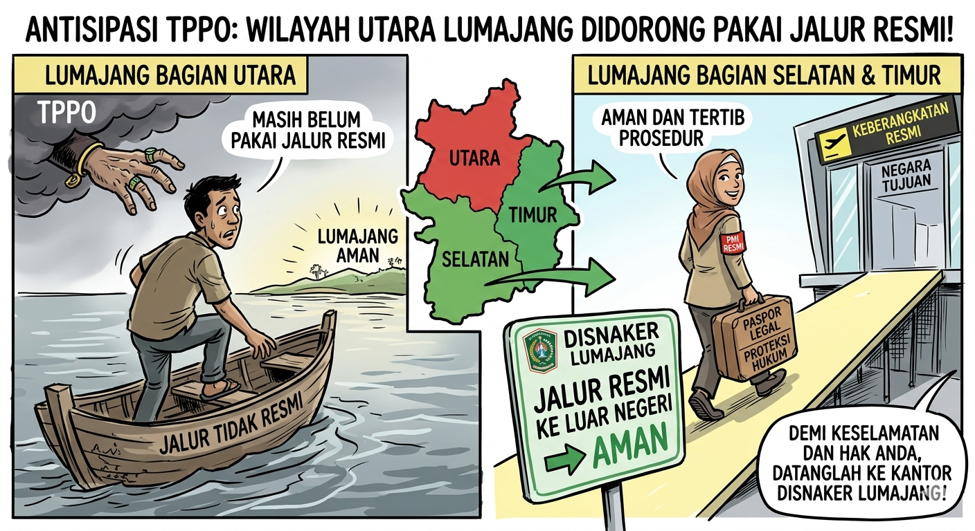 Antisipasi Sindikat TPPO, Disnaker Lumajang Warning Warga Wilayah Utara Gunakan Jalur Migrasi Resmi